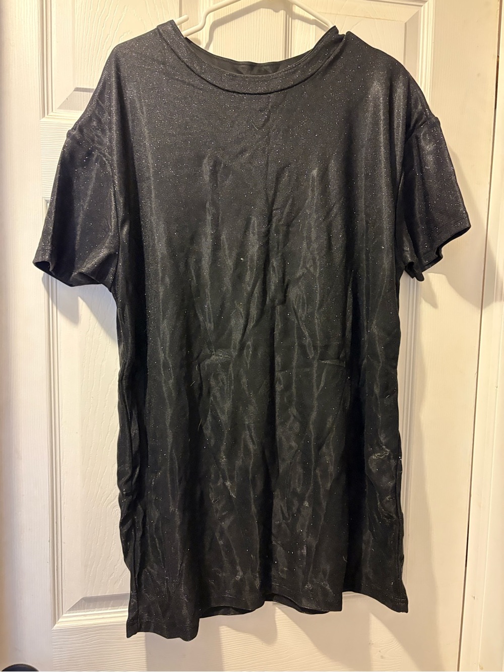 Black Shimmer Short-Sleeve T-shirt dress